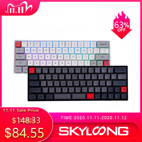 SKYLOONG-Teclado mecánico SK66 RGB para videojuegos, 66 teclas, interruptores Gateron Blue, teclados inalámbricos Bluetooth programables para Mic/Win ► Foto 1/6