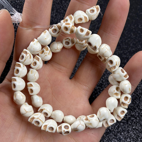 Cráneo forma Piedra Natural granos blanco turquesas collar de la pulsera de la joyería para DIY bisutería regalos de cumpleaños tamaño 6x 8mm/8x10mm ► Foto 1/5