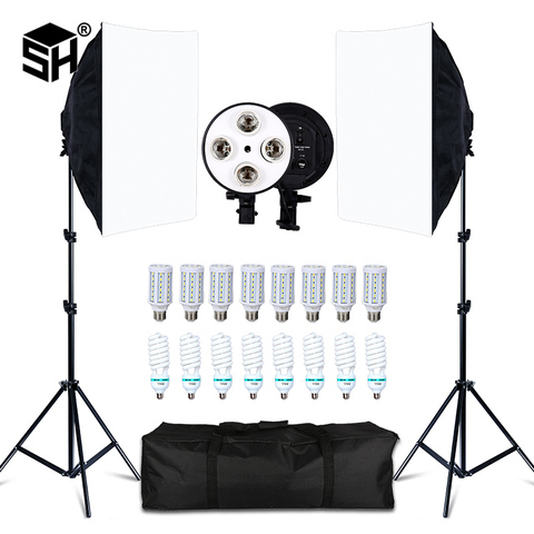 Estudio fotográfico 8 LED 20W Softbox Kit de iluminación fotográfica accesorios para cámara y fotos 2 Soporte de luz 2 Softbox para foto de cámara ► Foto 1/6