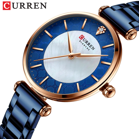 Relojes para mujeres de marca de lujo CURREN elegante delgada cuarzo reloj de pulsera de acero inoxidable con Simple mujer reloj ► Foto 1/6