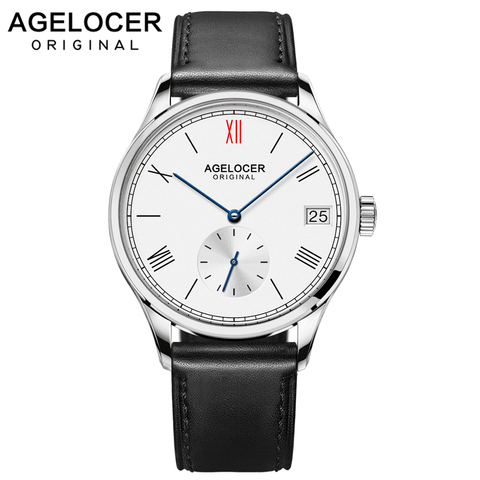Agelocer Swiss-reloj Original para hombre, relojes mecánicos de marca famosa de lujo para hombre, reloj con fecha de hora, relojes de vestir de cuero para hombre ► Foto 1/5