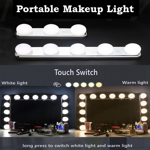 Bombillas LED para tocador, luz de tocador con USB, espejo de maquillaje continuo, temperatura de Color ajustable, lámpara de pared de Hollywood para tocador, 3/5 ► Foto 1/6