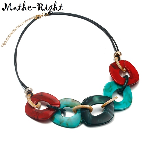 Collar acrílico colorido para mujer, collares y colgantes geométricos, joya llamativa, joyería de moda NR057 ► Foto 1/6