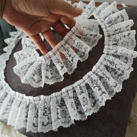 Cinta de encaje 3D de 5CM de ancho para costura, bordado en 3D de flores blancas y negras, apliques para cuello, para decoración de boda ► Foto 1/5