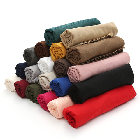 Bufanda de Pashmina de algodón para mujer, pañuelo femenino de alta calidad, tipo Hijab, pañuelo de Muslimen para la cabeza, color liso, nuevo ► Foto 1/6