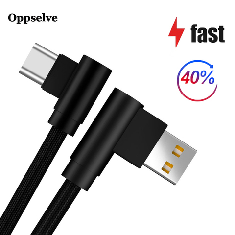 Oppselve-Cable USB tipo C de carga rápida en forma de L para Samsung Galaxy S10, 9, Huawei, Cable para teléfono móvil Android, 1M, 2M ► Foto 1/6