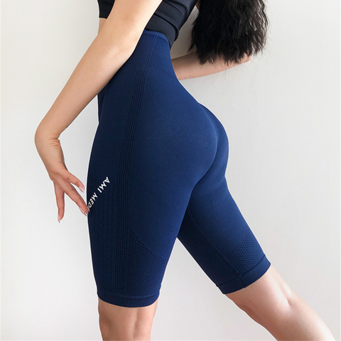 Pantalones cortos de Yoga sin costuras para mujer, Shorts de Fitness de cintura alta para gimnasio o correr, mallas de motorista, pantalones cortos de entrenamiento para mujer, mallas de gimnasio ► Foto 1/6