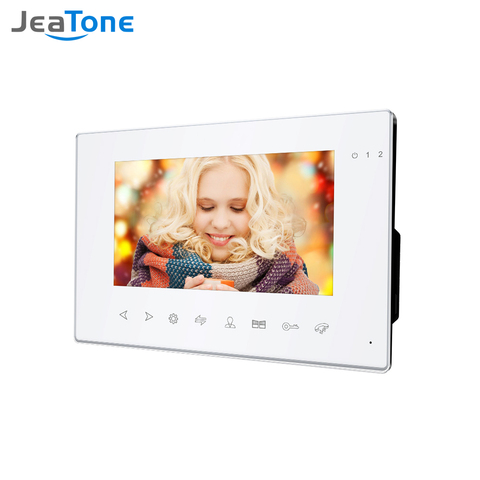 Jeatone 7 pulgadas Monitor de Interior para Video de la puerta teléfono Video de la puerta Sistema de portero automático timbre vídeo a día y noche visión Monitor blanco ► Foto 1/5