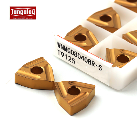 Tungaloy-piezas originales de carburo de tungsteno, herramientas de torno CNC, hoja de torneado externo para acero, WNMG080404 R S T9125 WNMG080408, 10 Uds. ► Foto 1/3