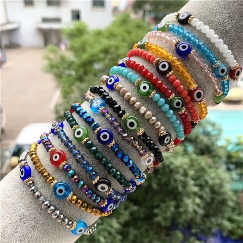 Pulseras de cristal azul turco para mujer, joyería de la suerte con cuentas de cristal hechas a mano, accesorios de moda para parejas ► Foto 1/6