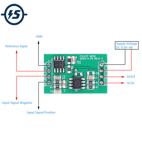 Convertidor de señal analógica a Digital, módulo de conversión de señal analógica a Digital DC 5V 3,3 V CS1237 24 bits ► Foto 1/6