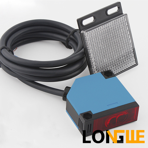 LONGWE DC24V AC250V relé de salida 4m Retro reflectante foto Sensor de proximidad eléctrico interruptor E3JK-R4M1 E3JK-R4M2 ► Foto 1/3