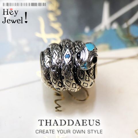 Charm Beads serpiente azul étnica, regalo de moda Chapado en plata se adapta a pulsera collar de Europa Karma Charms accesorios de joyería europea ► Foto 1/6