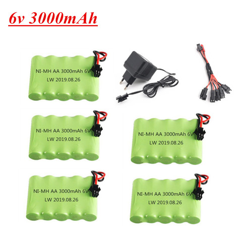 Batería AA de 6V y 3000mAh para Robots de radiocontrol, tanques de armas y barcos, batería de 6v NiMH, Aa, 2400mah, 6V, conjunto de cargador ► Foto 1/2