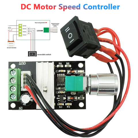 Reversible Control de interruptor de potenciómetro controlador de velocidad del Motor de CC (PWM) Velocidad ajustable para 6V 12V 24V 28V 3A 80W ► Foto 1/5