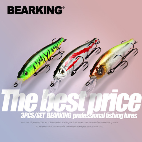 BEARKING-3 uds. Por juego, 128mm, 22,9g, Señuelos de Pesca, cebo duro, calidad profesional, minnow depth2-3m, aparejos de pesca ► Foto 1/6