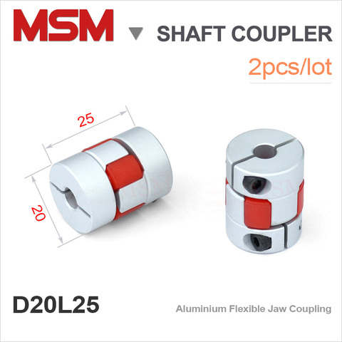 Acopladores de eje MSM para impresora 3d, Conector de Motor de mandíbula de goma Flexible D20L25, 5mm, 6mm, 8mm, 10mm, kits CNC de acoplamiento de aluminio, 2 unids/lote ► Foto 1/2