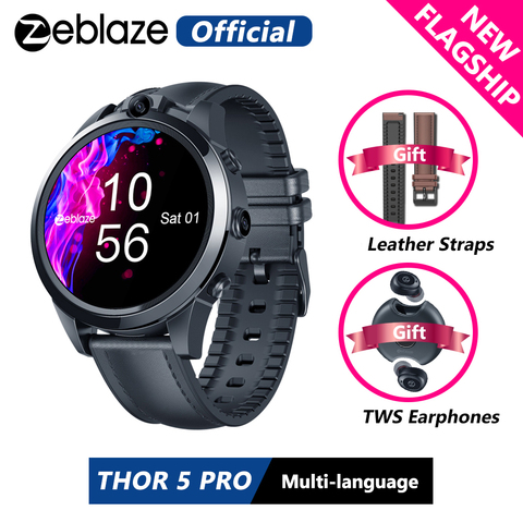 Auriculares TWS [correas de cuero gratuitas], nuevos auriculares insignia de Zeblaze THOR 5 PRO con esfera de cerámica de 3GB + 32GB, reloj inteligente de desbloqueo facial con cámara Dual ► Foto 1/6