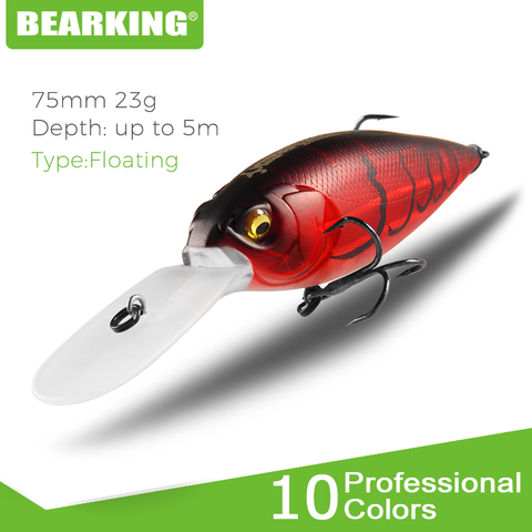 BEARKING-Señuelos de Pesca artificiales de 7,5 cm y 23g, cebos flotantes de profundidad hasta 5m, manivela de calidad, aparejos de pesca ► Foto 1/6