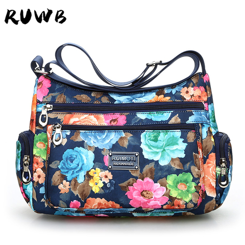 RUWB-Bolso de hombro con estampado Floral para mujer, bandolera estilo Rural, estilo europeo y americano, Vintage, ligero, con cremallera ► Foto 1/6