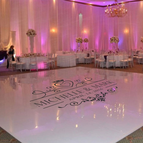 Vinilo adhesivo para pista de baile de boda, vinilo adhesivo para el suelo, decoración de fiesta personalizada con nombre y fecha, bricolaje, WD17 ► Foto 1/6