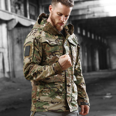 Thoshine-Chaqueta de camuflaje con capucha para hombre, abrigo táctico militar impermeable a prueba de viento, para primavera, Otoño e Invierno ► Foto 1/6