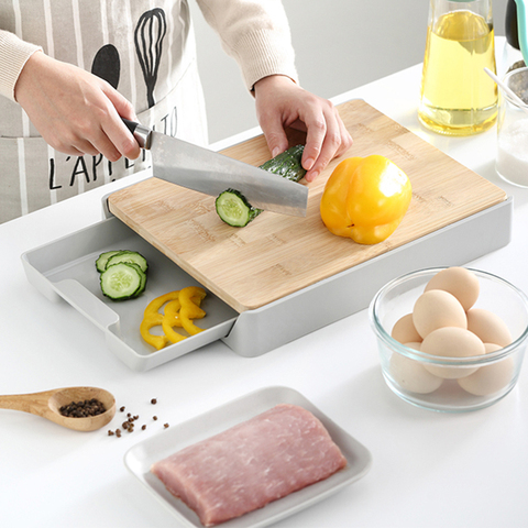 Tabla de cocina para cortar frutas y verduras, placa de corte desmontable, almacenamiento de alimentos, tipo cajonera, tabla de cortar para el hogar ► Foto 1/6