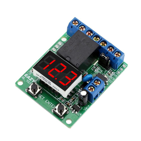 Módulo de Relé Digital LED cc 12V 24V, Control de interruptor de relé, placa de detección de voltaje, Monitor de descarga de carga, prueba de CC 0-99,9 V ► Foto 1/6