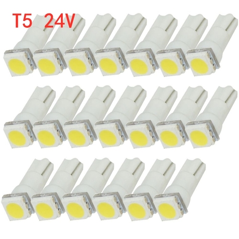 20 piezas blanco T5 5050 1SMD 24V cuña del tablero de bombillas de luz LED coche los instrumentos Lndicator AC lámpara Auto accesorios de interior 73 74 ► Foto 1/6