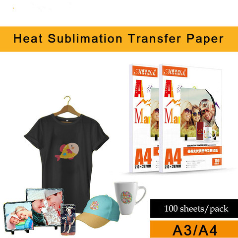 A3 A4 100 hojas/juego, impresión de inyección de tinta, sublimación, transferencia de calor, papel fotográfico, transferencia térmica, papel fotográfico, camiseta, papel para taza de hornear ► Foto 1/6