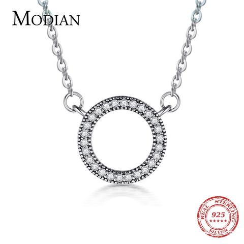 Modian-Colgante de corazón de Plata de Ley 925 para mujer, collar circular de circonia cúbica transparente de marca clásica, joyería de lujo ► Foto 1/6