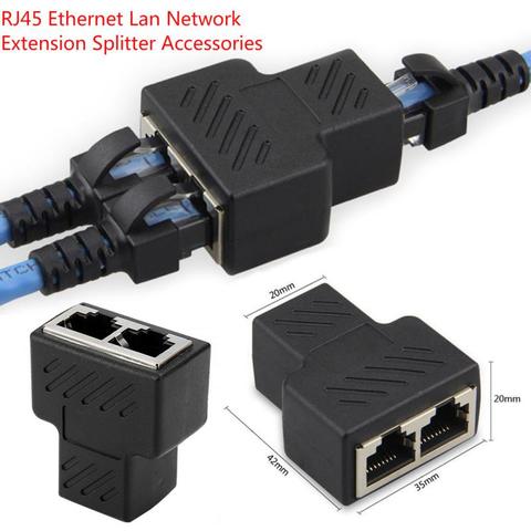 Cable LAN RJ45 de 1 a 2 vías, adaptador de conector hembra Ethernet, divisor para estaciones de acoplamiento de ordenador portátil, extensión de red ► Foto 1/6