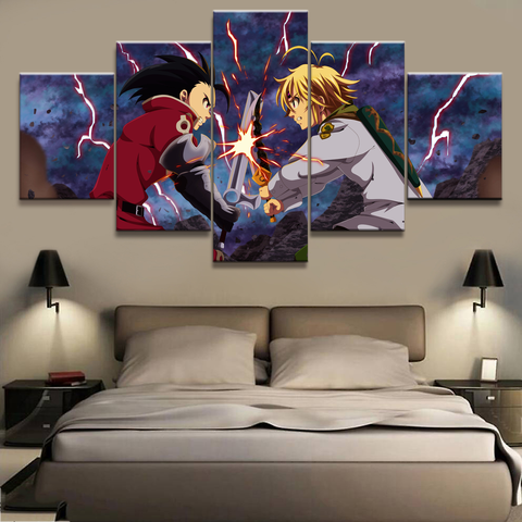 Cuadro sobre lienzo para pared, decoración del hogar, póster Modular, imagen de 5 piezas, cuadros de salón de animación de Seven Deadly Sins, Meliodas ► Foto 1/5