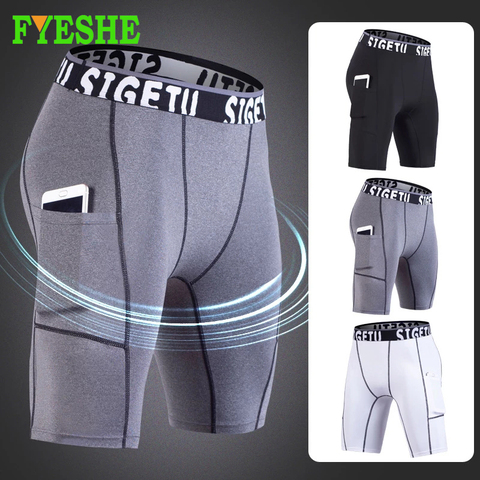 Pantalones cortos de compresión para hombre, ropa interior de compresión para Crossfit, pantalón corto para correr, de secado rápido ► Foto 1/6