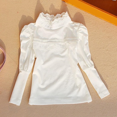 Blusa blanca de manga larga para primavera y otoño, camisa de manga larga para niñas pequeñas, 6, 8, 10 y 12 años ► Foto 1/6