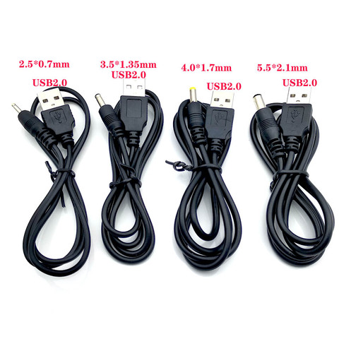 2 unids/lote Puerto USB a 2,5*0,7mm 3,5*1,35mm 4,0*1,7mm 5,5*2,1mm DC 5V barril Jack conector de Cable de alimentación ► Foto 1/6