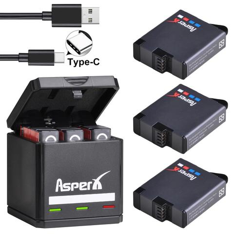 Batería de Pc para Cámara de Acción, cargador de 3 puertos USB con puerto tipo C para GoPro Hero7 Hero 6 Hero 5 Hero 8 ► Foto 1/6