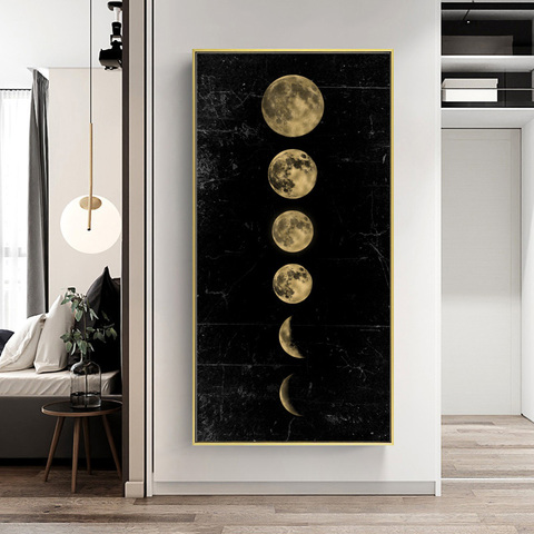 Cuadro de arte de pared de Eclipse de la Luna, póster de lona minimalista, Impresión de universo largo, Pintura Artística, decoración del hogar ► Foto 1/5
