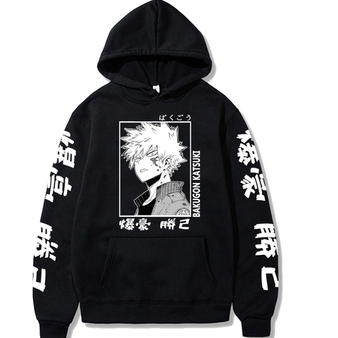 Sudadera con capucha de My Hero Academia para hombre y mujer, ropa deportiva de Manga larga con estampado de Anime Bakugou Katsuki, color negro, 2022 ► Foto 1/6