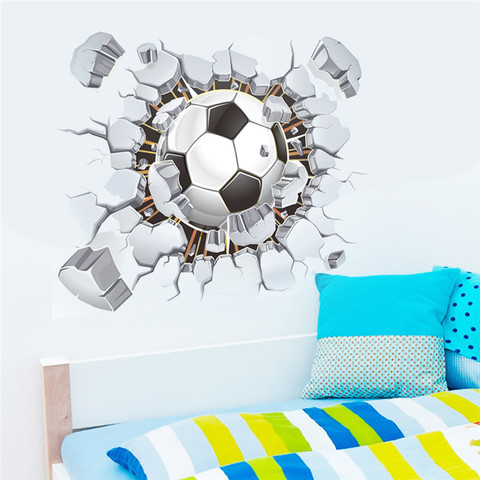 Pegatinas de pared de fútbol 3d para habitación de niños, calcomanías de pared del dormitorio, decoración de habitaciones de chicos, regalo ► Foto 1/5