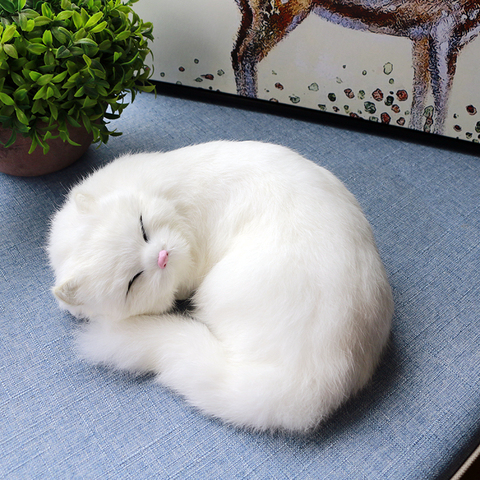 Gato durmiendo simulación Animal de peluche juguetes de los niños tiroteo accesorios regalos de Navidad de la educación temprana de la cognición gato muñecas ► Foto 1/6