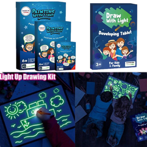 Tablero de dibujo de luz de iluminación de gran tamaño para niños, juguete de pinturas DIY, juguetes educativos para niños, bolígrafo luminoso para dibujar con luz ► Foto 1/6