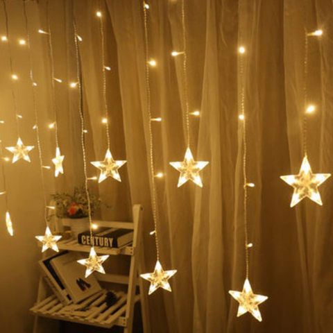 Guirnalda de luces LED con forma de estrella para decoración de casa, guirnalda navideña para decoración de fiesta en casa, boda y vacaciones ► Foto 1/5