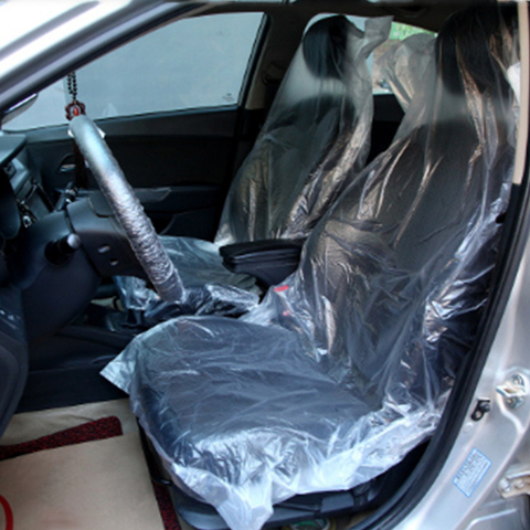 Cubierta universal desechable para asiento de coche, cubierta protectora de plástico suave para reparación de automóviles, impermeable, PE, 100 ► Foto 1/6