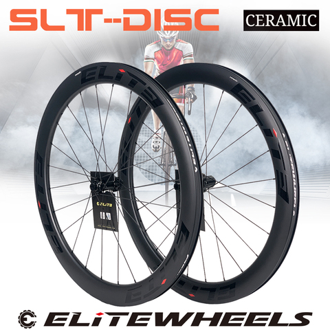 ELITEWHEELS SLT camino disco de ruedas de carbono cojinete de cerámica centro de bloqueo 24-24H de freno de disco de la llanta de carretera de ciclocross ciclismo de ruedas ► Foto 1/6