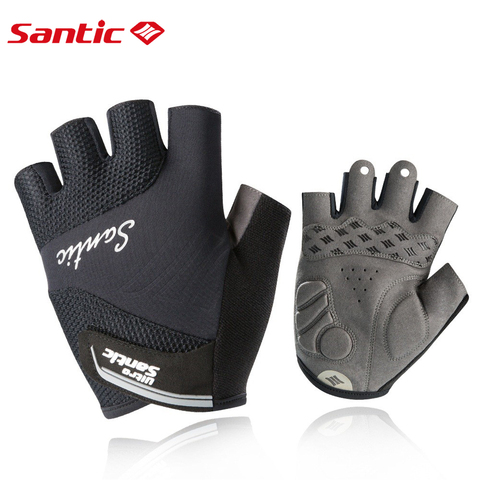 Santic-guantes de ciclismo para hombre, manoplas de medio dedo para bicicleta de montaña, antipilling, a prueba de golpes, acolchados, accesorios deportivos ► Foto 1/6