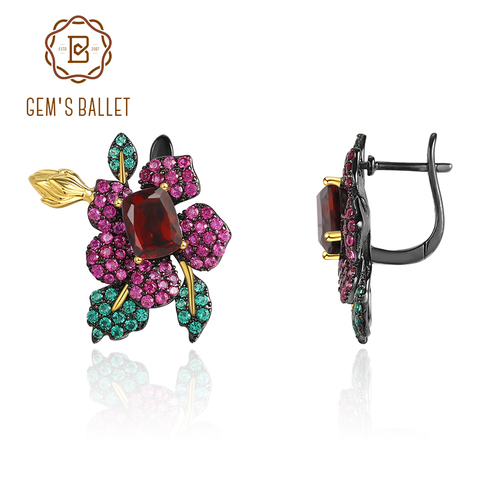 GEM'S BALLET-pendientes de plata de ley 925 para mujer, pendientes de flores Vintage, gancho de amatista Natural, joyas con diseño de jardín secreto ► Foto 1/6