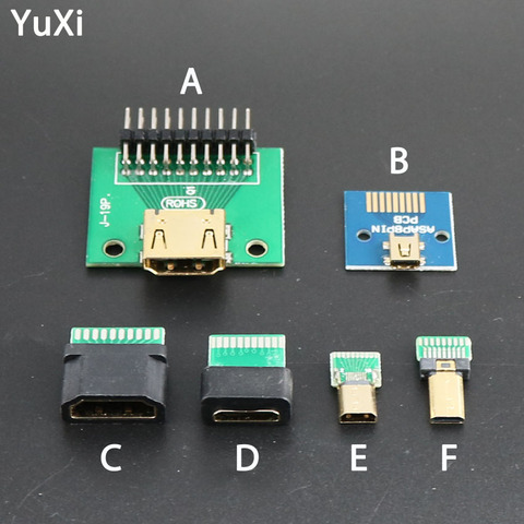 YuXi-conector hembra de placa PCB, conector HDMI tipo A, 19Pin, Micro HDMI, 8 pines, HD, HDMI, asiento hembra de prueba, 2 uds. ► Foto 1/6