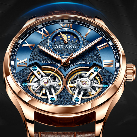 AILANG-Reloj de marca original para hombre, reloj mecánico de lujo, doble correa de acero, tourbillon, reloj automático a la moda ► Foto 1/6