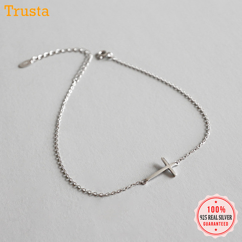 Pulsera Trustdavis 100% de Plata de Ley 925 sólida, joyería de moda para mujer, pulsera cruzada de 15,5 cm para mujer, chica, regalo DA97 ► Foto 1/6